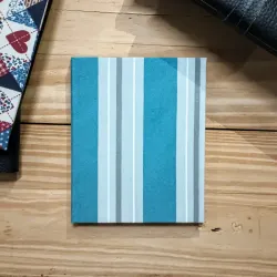 Mini agenda de tela de rayas azules