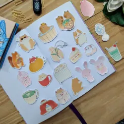 Pegatinas asiática ilustracion acuarela 