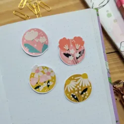 Pegatinas circulares de flores