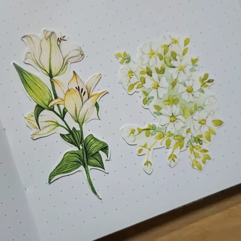 Pegatinas de lirios y flores blancas