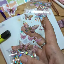 Tira de Pegatinas de mariposas iridiscentes