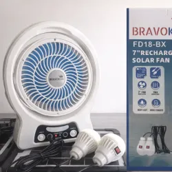 🌬️ Ventilador BRAVOKING FD18-BX 7" Recargable Solar