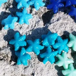 Estrellas marinas azules medio.