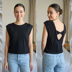 Blusa negra espalda abierta