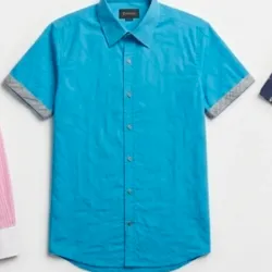 Camisa azul manga corta