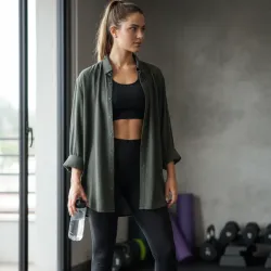 Camisa de mangas verde