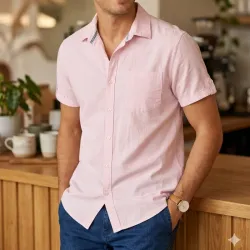 Camisa rosa palo manga corta