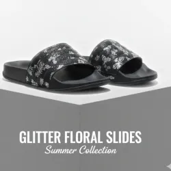 Chancletas negras con brillo