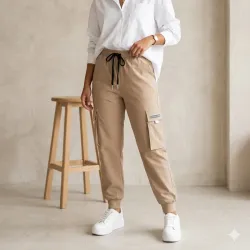 Pantalon deportivo beige