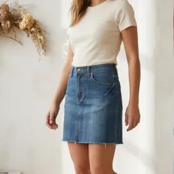 Saya de mezclilla clara