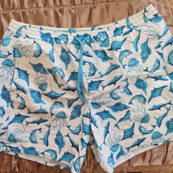 Short azul y blanco de nylon