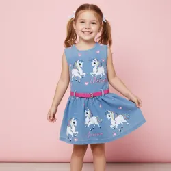 Vestido azul con cinto