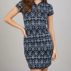 Vestido azul estampado con gorro