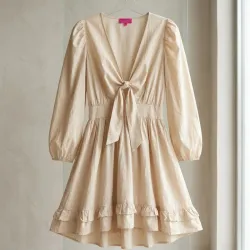 Vestido beige de mangas