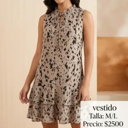 Vestido beige estampado