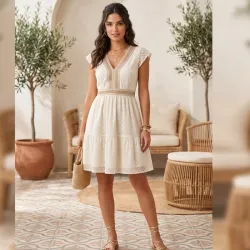 Vestido bono beige