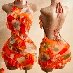 Vestido naranja de vuelos