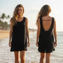 Vestido negro de playa