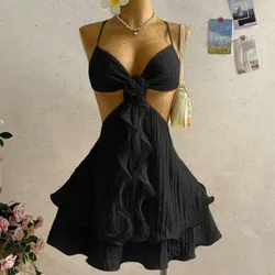 Vestido mini negro romántico 