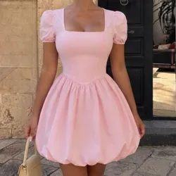 Vestido rosado manga corta