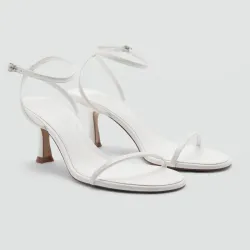 Sandalias de tacón Mango blancas tiras finas al tobillo