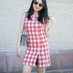 Vestido a cuadros color ladrillo