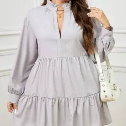 Vestido gris mangas largas