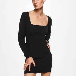 Vestido Mango negro de mangas largas