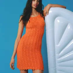 Vestido Mango tejido naranja