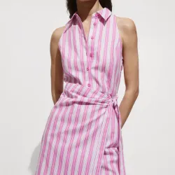 Vestido rosado de rayas sin mangas Mango