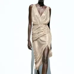 Vestido Zara de lentejuelas doradas 
