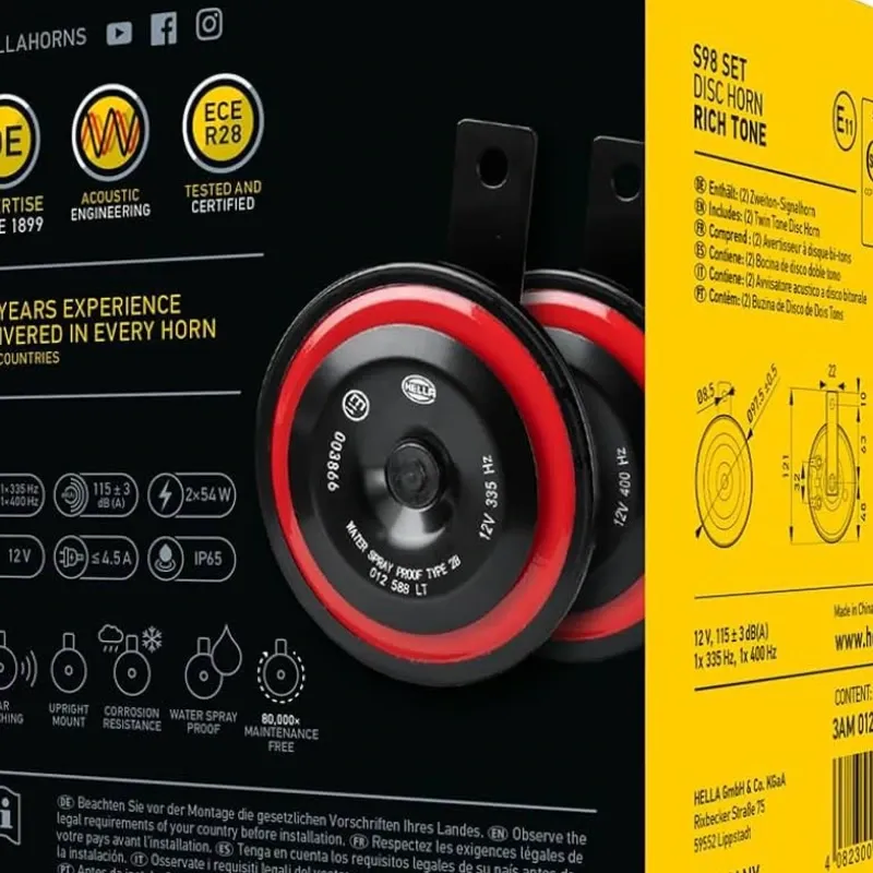 Kit de Bocinas de Disco HELLA (Rich Tone) Claxon