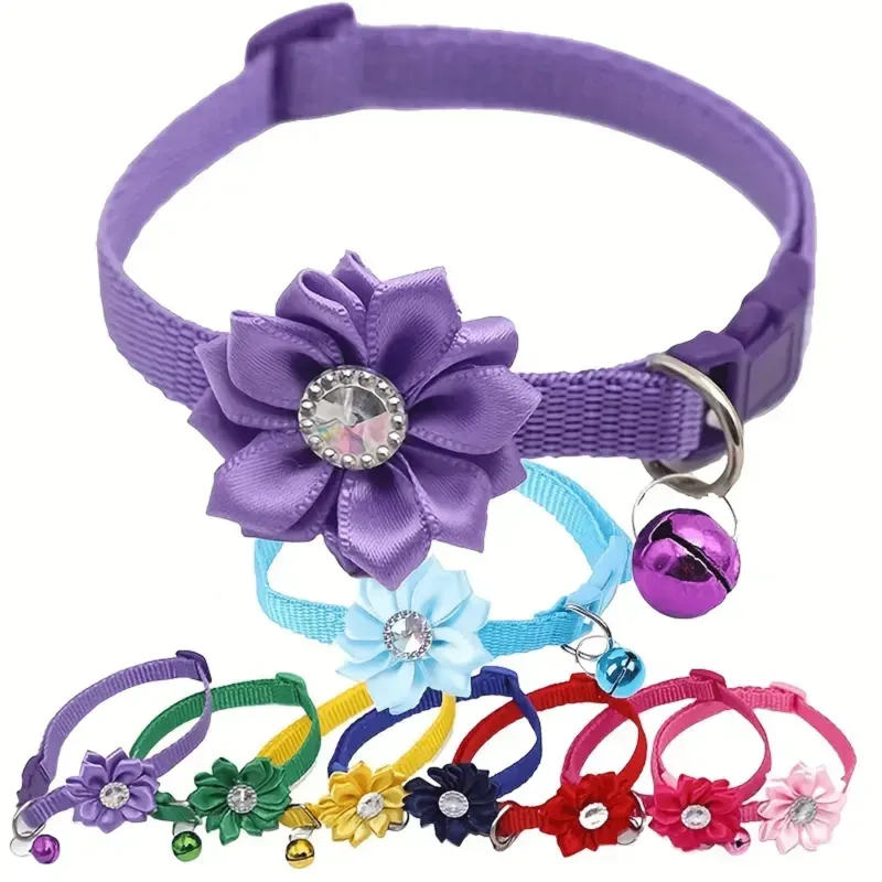 Collar para mascota con lazo y flores