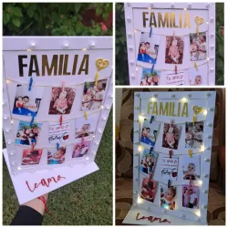 Cuadro sin cristal con fotos y luces