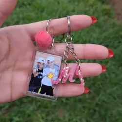 Llavero doble con foto e iniciales