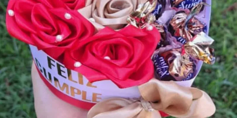 Regalo con rosas y bombones
