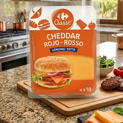 Queso cheddar en rebanada