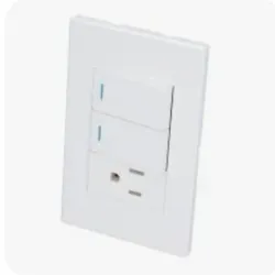 Interruptor doble c/ tomacorriente blanco (P626B)