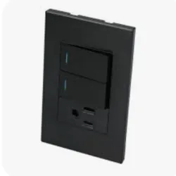 Interruptor doble c/ tomacorriente negro (P626N)