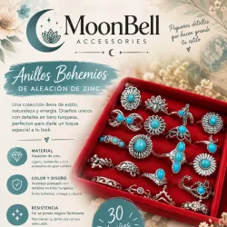 Anillos plateados y turquesa