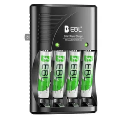 Cargador y 4 baterías recargables AAA