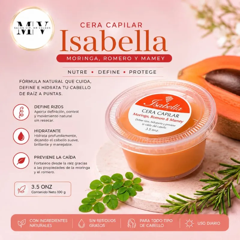 Cera capilar de Moringa,romero y Mamey