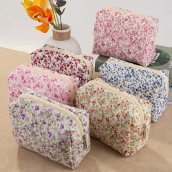 Cosmetiqueras Acolchadas con Estampado Floral Vintage