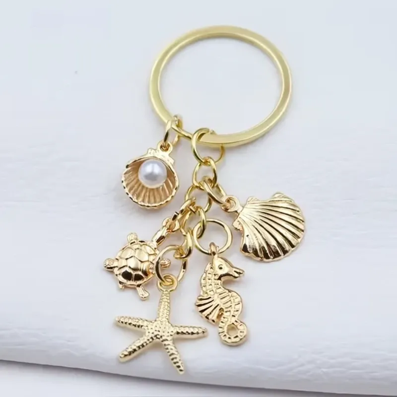 Llavero / Charm para Bolso Estilo Océano Dorado