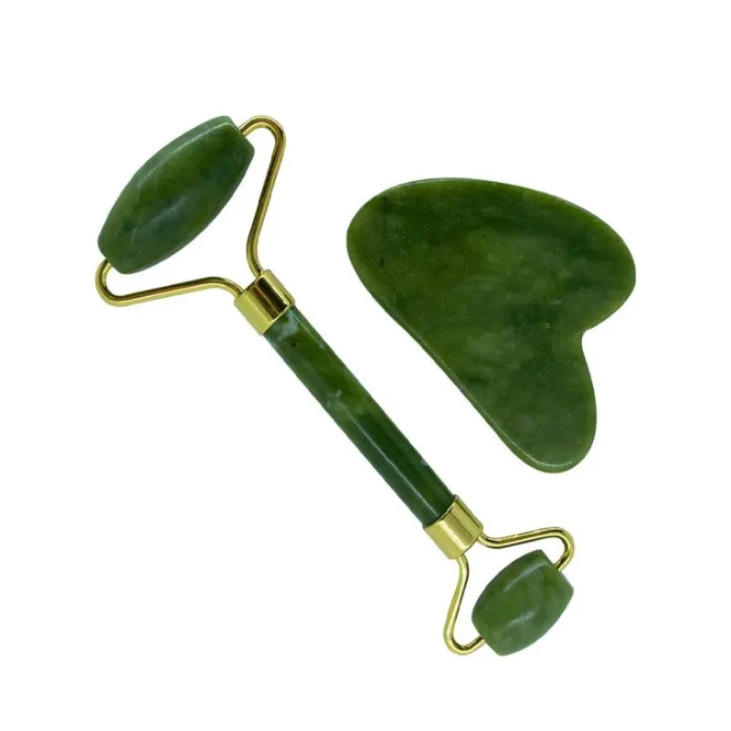 Rodillo y Guasha de cuarzo verde