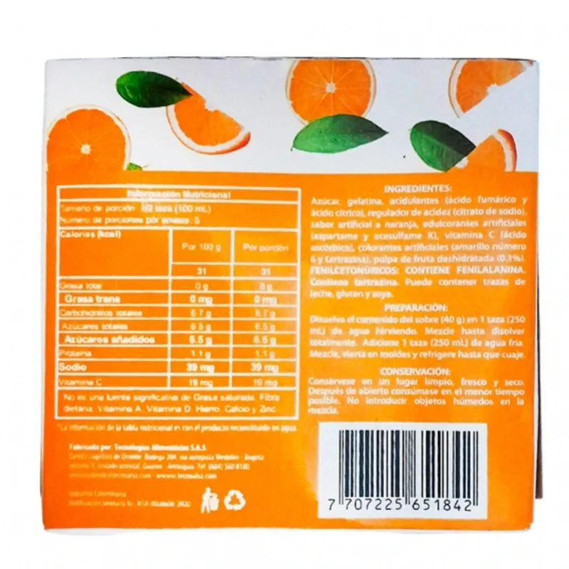 Gelatina sabor mandarina