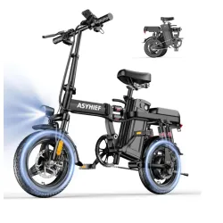 Bicicleta Eléctrica Plegable 14” 1200W 24MPH Batería 48V 10Ah Suspensión y Frenos de Disco