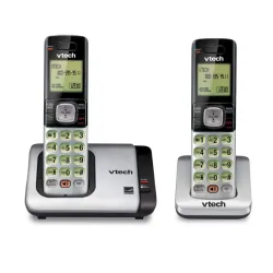 Teléfono Inalámbrico VTech DECT 6.0 con Identificador de Llamadas – Plata/Negro (2 Auriculares)