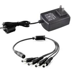 Adaptador de corriente para cámara de seguridad con divisor, cable de cámara ISEEUSEE de 12 V, 2 A, 100 V-240 V con cable divisor de alimentación de 4 vías, certificado FCC UL, adaptador de corriente CCTV transformadores, compatible con DVR analógico/AHD / cámara 