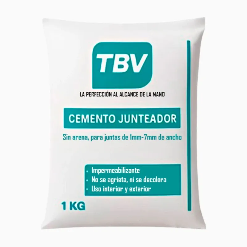 Cemento rejuntado blanco TBV en presentación de 1 kg